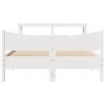 vidaXL Cadru de pat cu tăblie, alb, 150x200 cm lemn masiv pin