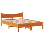 vidaXL Cadru de pat cu tăblie, maro ceruit, 140x200 cm, lemn masiv pin vidaXL Cadru de pat cu tăblie, maro ceruit, 140x200 cm, lemn masiv pin