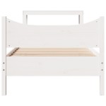 vidaXL Cadru de pat cu tăblie, alb, 90x200 cm, lemn masiv de pin