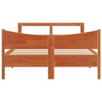 vidaXL Cadru de pat cu tăblie, maro ceruit, 140x190 cm, lemn masiv pin vidaXL Cadru de pat cu tăblie, maro ceruit, 140x190 cm, lemn masiv pin