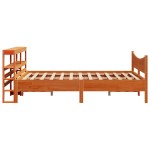 vidaXL Cadru de pat cu tăblie, maro ceruit, 140x190 cm, lemn masiv pin vidaXL Cadru de pat cu tăblie, maro ceruit, 140x190 cm, lemn masiv pin
