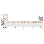 vidaXL Cadru de pat cu tăblie, alb, 135x190 cm, lemn masiv de pin vidaXL Cadru de pat cu tăblie, alb, 135x190 cm, lemn masiv de pin