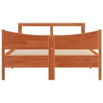 vidaXL Cadru de pat cu tăblie, maro ceruit, 135x190 cm, lemn masiv pin vidaXL Cadru de pat cu tăblie, maro ceruit, 135x190 cm, lemn masiv pin