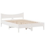 vidaXL Cadru de pat cu tăblie, alb, 120x190 cm, lemn masiv pin vidaXL Cadru de pat cu tăblie, alb, 120x190 cm, lemn masiv pin