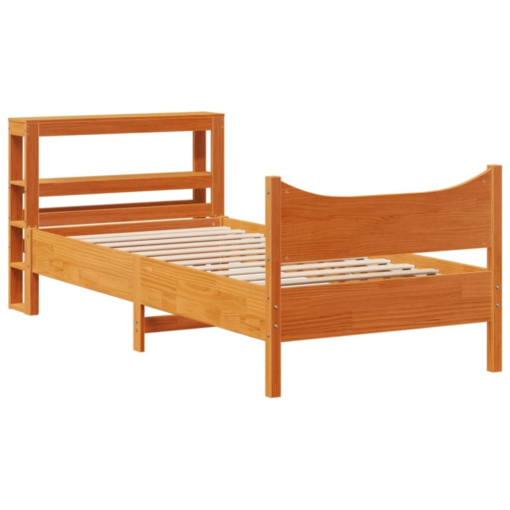 vidaXL Cadru de pat cu tăblie, maro ceruit, 75x190 cm, lemn masiv pin