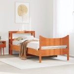 vidaXL Cadru de pat cu tăblie, maro ceruit, 75x190 cm, lemn masiv pin