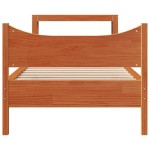 vidaXL Cadru de pat cu tăblie, maro ceruit, 75x190 cm, lemn masiv pin