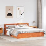 vidaXL Cadru de pat cu tăblie, maro ceruit, 180x200 cm, lemn masiv pin