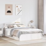 vidaXL Cadru de pat cu tăblie, alb, 160x200 cm, lemn masiv de pin vidaXL Cadru de pat cu tăblie, alb, 160x200 cm, lemn masiv de pin