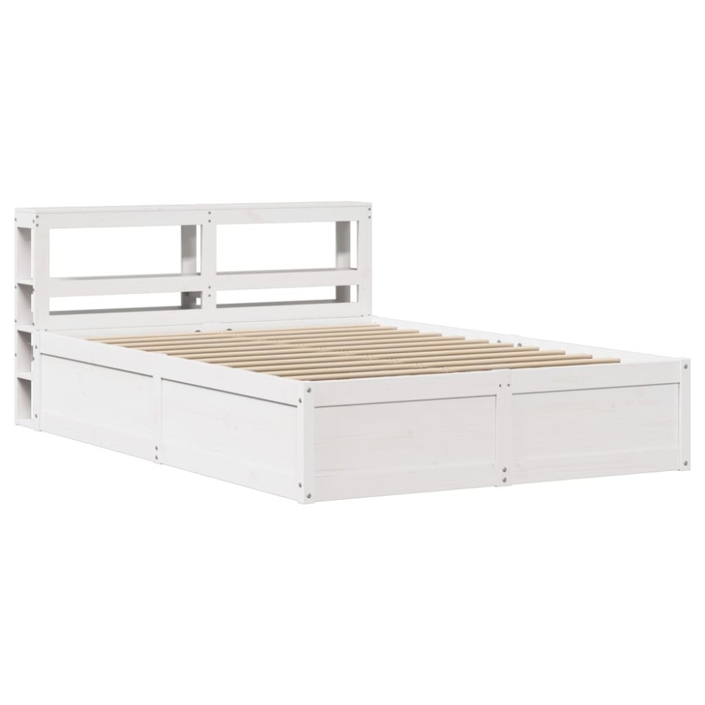 vidaXL Cadru de pat cu tăblie, alb, 150x200 cm lemn masiv pin