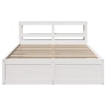vidaXL Cadru de pat cu tăblie, alb, 150x200 cm lemn masiv pin vidaXL Cadru de pat cu tăblie, alb, 150x200 cm lemn masiv pin