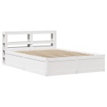 vidaXL Cadru de pat cu tăblie, alb, 140x200 cm, lemn masiv de pin vidaXL Cadru de pat cu tăblie, alb, 140x200 cm, lemn masiv de pin