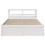 vidaXL Cadru de pat cu tăblie, alb, 140x200 cm, lemn masiv de pin vidaXL Cadru de pat cu tăblie, alb, 140x200 cm, lemn masiv de pin