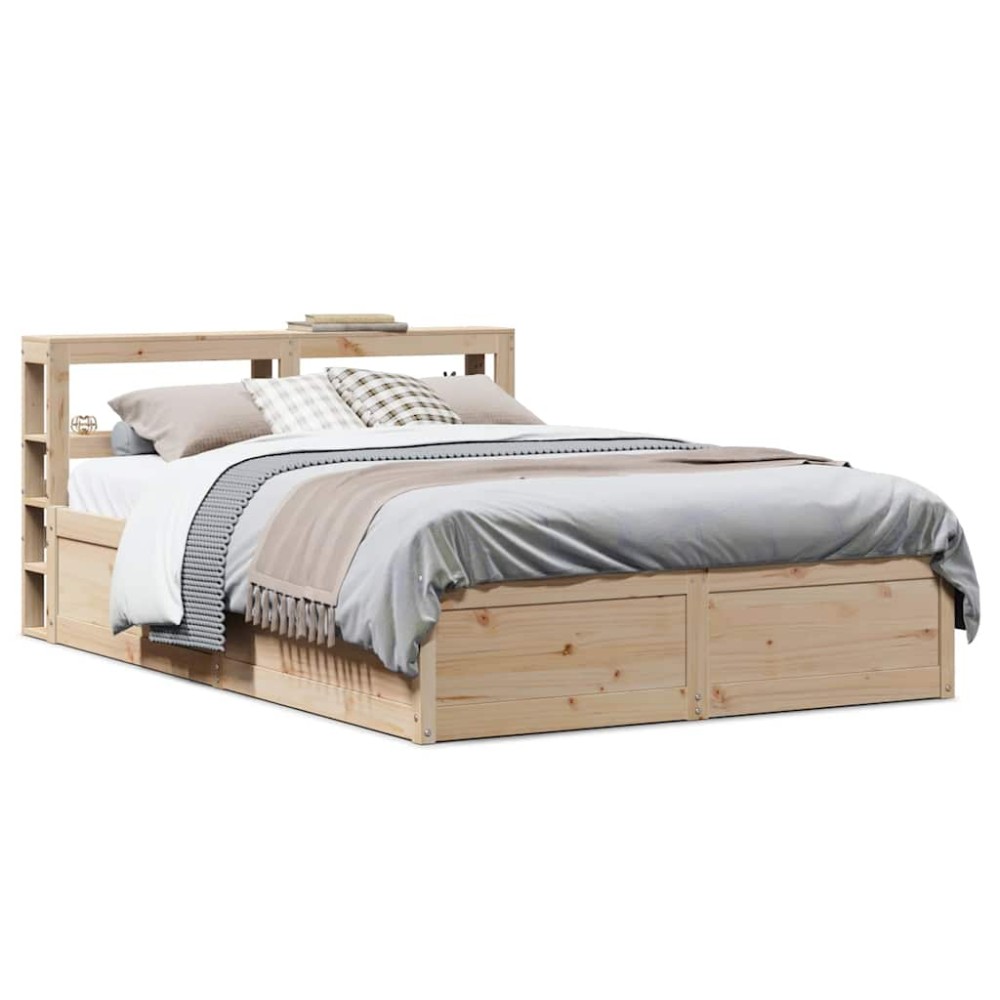 vidaXL Cadru de pat cu tăblie, 140x190 cm, lemn masiv pin