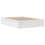 vidaXL Cadru de pat cu tăblie, alb, 140x190 cm, lemn masiv de pin vidaXL Cadru de pat cu tăblie, alb, 140x190 cm, lemn masiv de pin