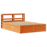 vidaXL Cadru de pat cu tăblie, maro ceruit, 140x190 cm, lemn masiv pin vidaXL Cadru de pat cu tăblie, maro ceruit, 140x190 cm, lemn masiv pin