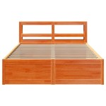 vidaXL Cadru de pat cu tăblie, maro ceruit, 140x190 cm, lemn masiv pin vidaXL Cadru de pat cu tăblie, maro ceruit, 140x190 cm, lemn masiv pin