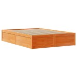 vidaXL Cadru de pat cu tăblie, maro ceruit, 140x190 cm, lemn masiv pin vidaXL Cadru de pat cu tăblie, maro ceruit, 140x190 cm, lemn masiv pin