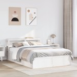 vidaXL Cadru de pat cu tăblie, alb, 135x190 cm, lemn masiv de pin vidaXL Cadru de pat cu tăblie, alb, 135x190 cm, lemn masiv de pin