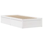 vidaXL Cadru de pat cu tăblie, alb, 90x190 cm, lemn masiv pin