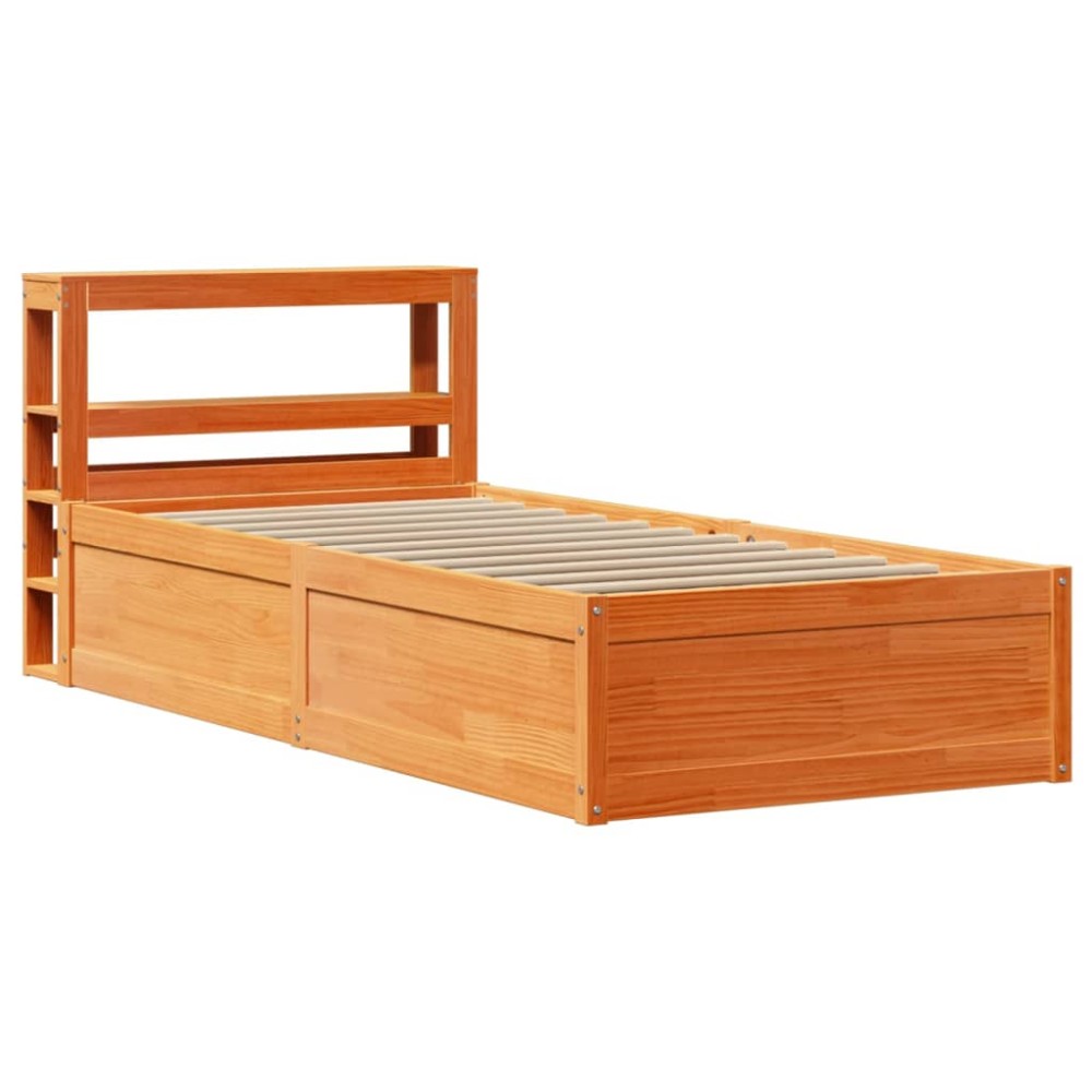 vidaXL Cadru de pat cu tăblie, maro ceruit, 90x190 cm, lemn masiv pin