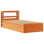 vidaXL Cadru de pat cu tăblie, maro ceruit, 90x190 cm, lemn masiv pin vidaXL Cadru de pat cu tăblie, maro ceruit, 90x190 cm, lemn masiv pin
