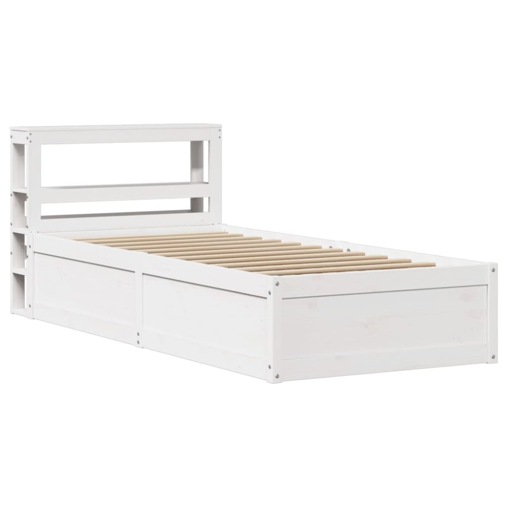 vidaXL Cadru de pat cu tăblie, alb, 75x190 cm, lemn masiv de pin