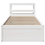 vidaXL Cadru de pat cu tăblie, alb, 75x190 cm, lemn masiv de pin