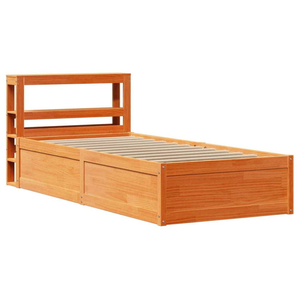 vidaXL Cadru de pat cu tăblie, maro ceruit, 75x190 cm, lemn masiv pin