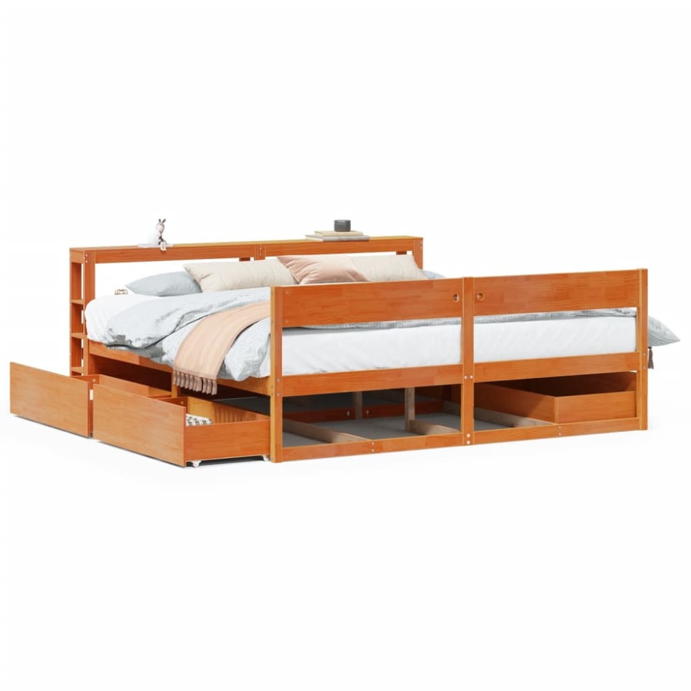 vidaXL Cadru de pat fără saltea, maro ceruit 180x200 cm lemn masiv pin