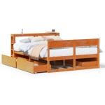 vidaXL Cadru de pat fără saltea, maro ceruit 150x200 cm lemn masiv pin vidaXL Cadru de pat fără saltea, maro ceruit 150x200 cm lemn masiv pin