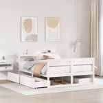 vidaXL Cadru de pat fără saltea, alb, 140x200 cm, lemn masiv pin vidaXL Cadru de pat fără saltea, alb, 140x200 cm, lemn masiv pin