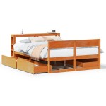 vidaXL Cadru de pat fără saltea, maro ceruit 140x200 cm lemn masiv pin vidaXL Cadru de pat fără saltea, maro ceruit 140x200 cm lemn masiv pin
