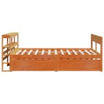 vidaXL Cadru de pat fără saltea, maro ceruit 140x200 cm lemn masiv pin vidaXL Cadru de pat fără saltea, maro ceruit 140x200 cm lemn masiv pin