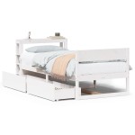 vidaXL Cadru de pat fără saltea, alb, 90x200 cm, lemn masiv pin