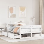 vidaXL Cadru de pat fără saltea, alb, 135x190 cm, lemn masiv de pin vidaXL Cadru de pat fără saltea, alb, 135x190 cm, lemn masiv de pin