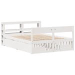 vidaXL Cadru de pat fără saltea, alb, 135x190 cm, lemn masiv de pin vidaXL Cadru de pat fără saltea, alb, 135x190 cm, lemn masiv de pin