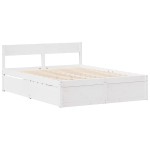 vidaXL Cadru de pat fără saltea, alb, 135x190 cm, lemn masiv de pin vidaXL Cadru de pat fără saltea, alb, 135x190 cm, lemn masiv de pin