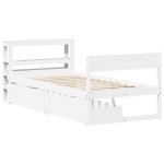vidaXL Cadru de pat fără saltea, alb, 75x190 cm, lemn masiv de pin