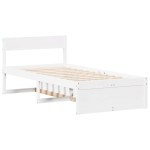 vidaXL Cadru de pat fără saltea, alb, 75x190 cm, lemn masiv de pin