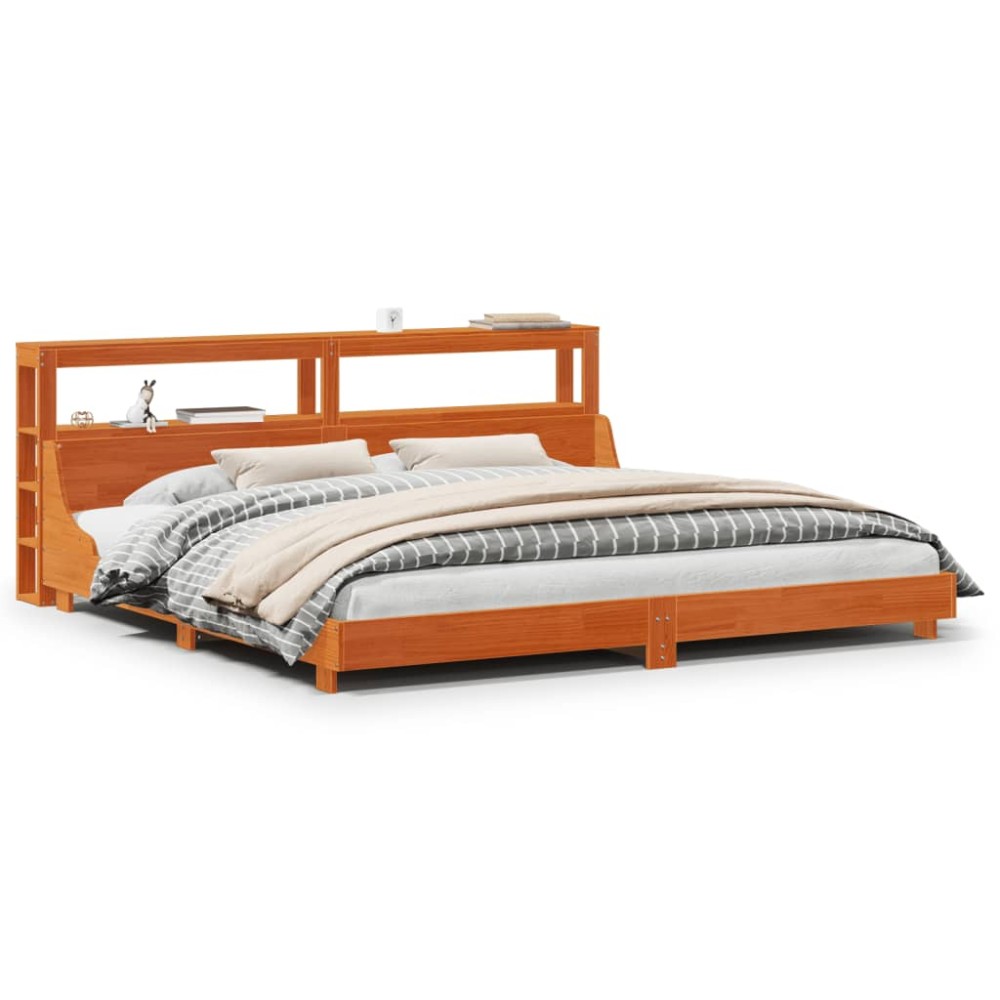 vidaXL Cadru de pat fără saltea, maro ceruit 180x200 cm lemn masiv pin