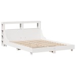 vidaXL Cadru de pat fără saltea, alb, 150x200 cm, lemn masiv pin vidaXL Cadru de pat fără saltea, alb, 150x200 cm, lemn masiv pin