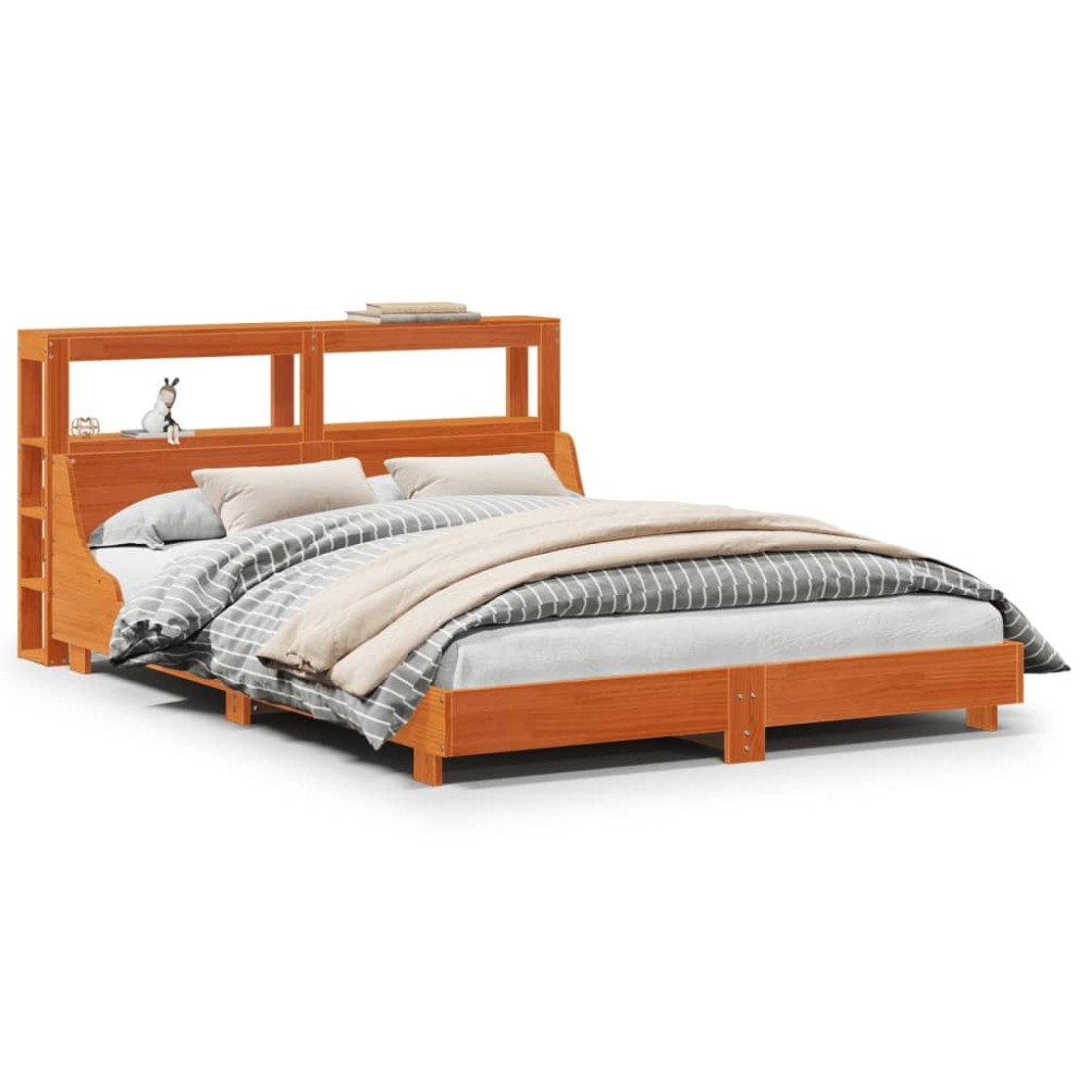vidaXL Cadru de pat fără saltea, maro ceruit 150x200 cm lemn masiv pin