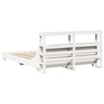 vidaXL Cadru de pat fără saltea, alb, 140x190 cm, lemn masiv de pin