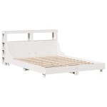 vidaXL Cadru de pat fără saltea, alb, 135x190 cm, lemn masiv de pin