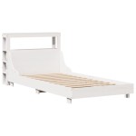 vidaXL Cadru de pat fără saltea, alb, 75x190 cm, lemn masiv de pin