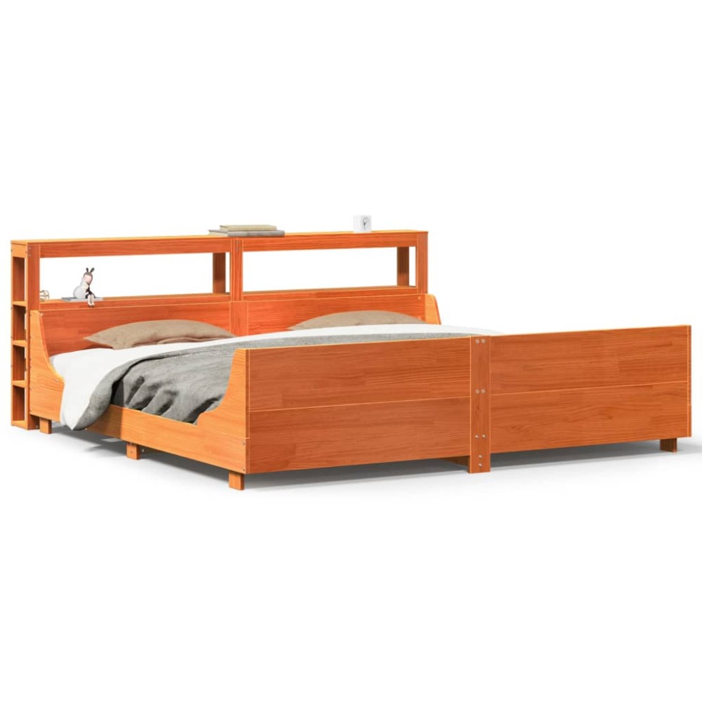 vidaXL Cadru de pat fără saltea, maro ceruit 200x200 cm lemn masiv pin