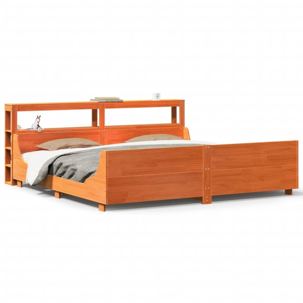 vidaXL Cadru de pat fără saltea, maro ceruit 180x200 cm lemn masiv pin