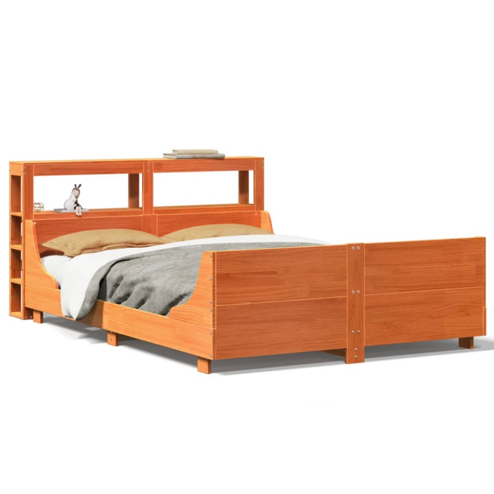 vidaXL Cadru de pat fără saltea, maro ceruit 150x200 cm lemn masiv pin