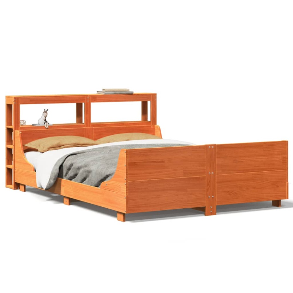 vidaXL Cadru de pat fără saltea, maro ceruit 140x200 cm lemn masiv pin